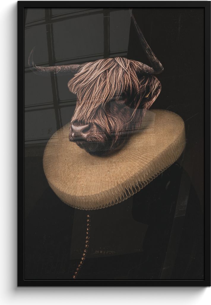 MuchoWow MuchoWow Gerahmtes Poster Alte Meister - Tiere - Schottisches Hochlandrind 60x90 cm - Poster mit zchwarzem Bilderrahmen - Kunst