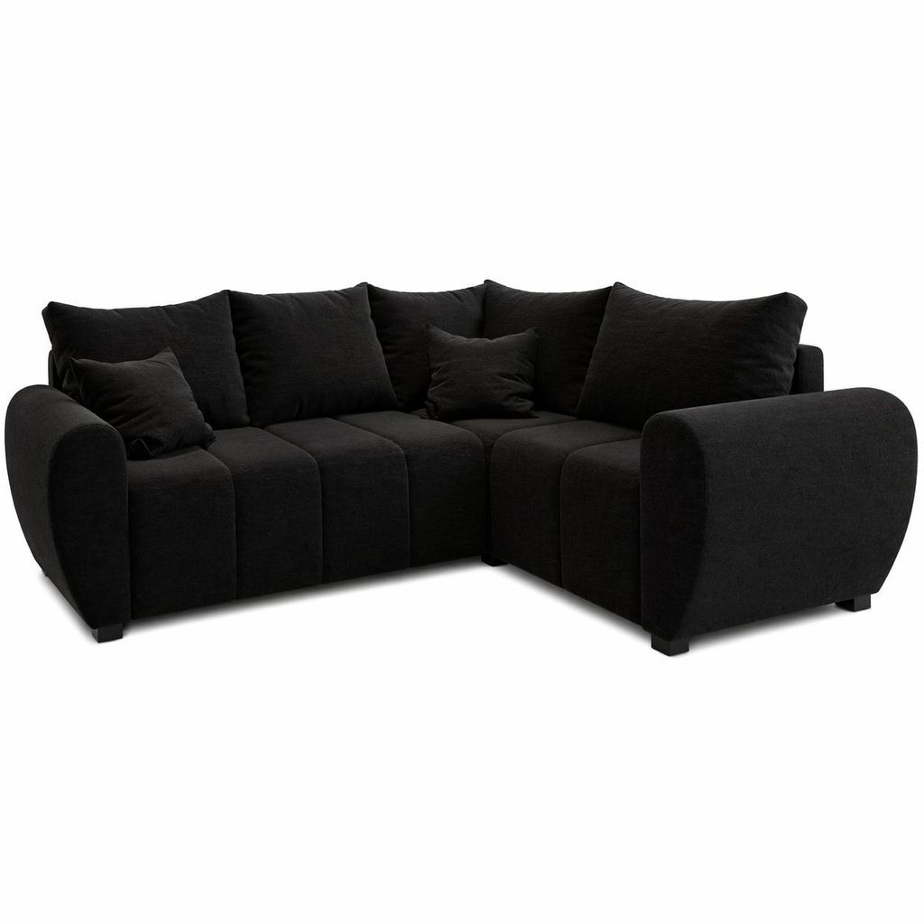 Ecksofa MOKA L rechte Seite mit Schlaffunktion L-Form, Sofa mit Bettkasten, Wohnzimmersofa, Couch, Bettsofa, Couchgarnitur – Schwarz Sawana 14