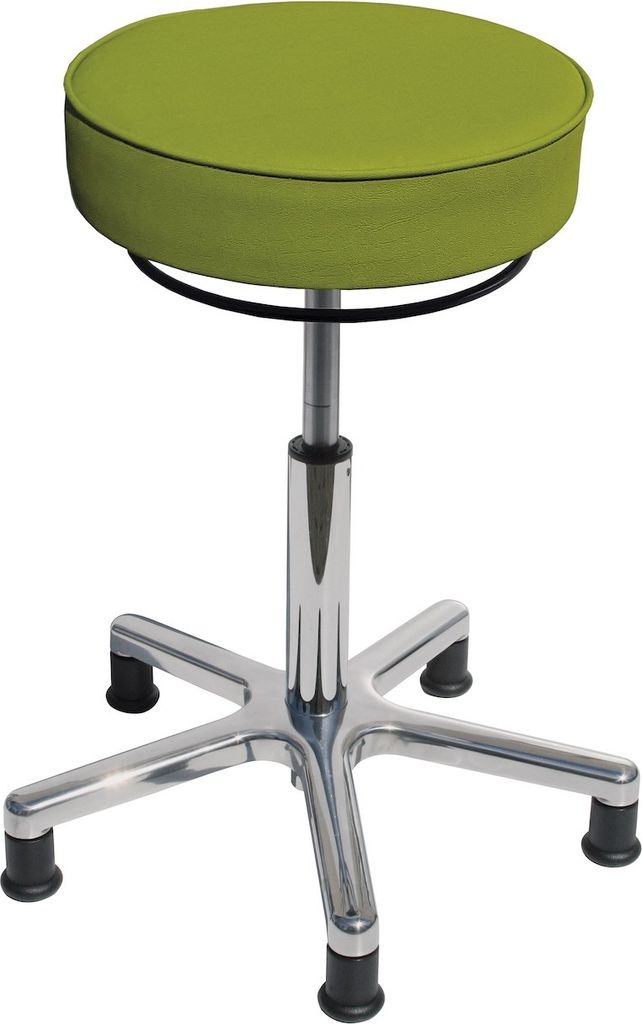 Drehhocker Indianapolis | Sitzhöhe 46-59cm | Ø 53cm | Tragfähigkeit 110kg | Kunstleder-Sitz | Aluminium-Fußkreuz mit Gleiter | Limone