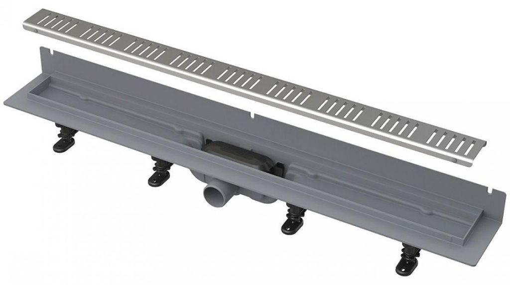 Alcadrain Duschrinnen - Duschrinne Wall 850 mm, mit festem Kragen zur Wand, Edelstahl matt APZ30-850M