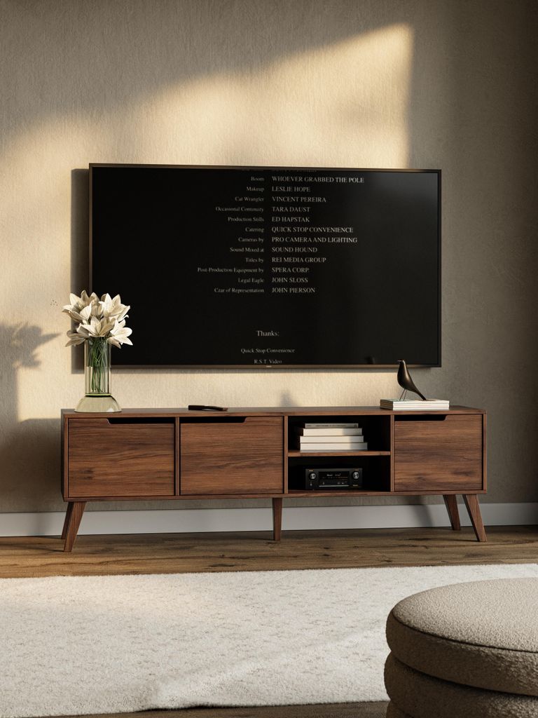 TV-Schrank Chilly SOLVO - 180 x 55 cm - in Braun, mit Stauraum, modern