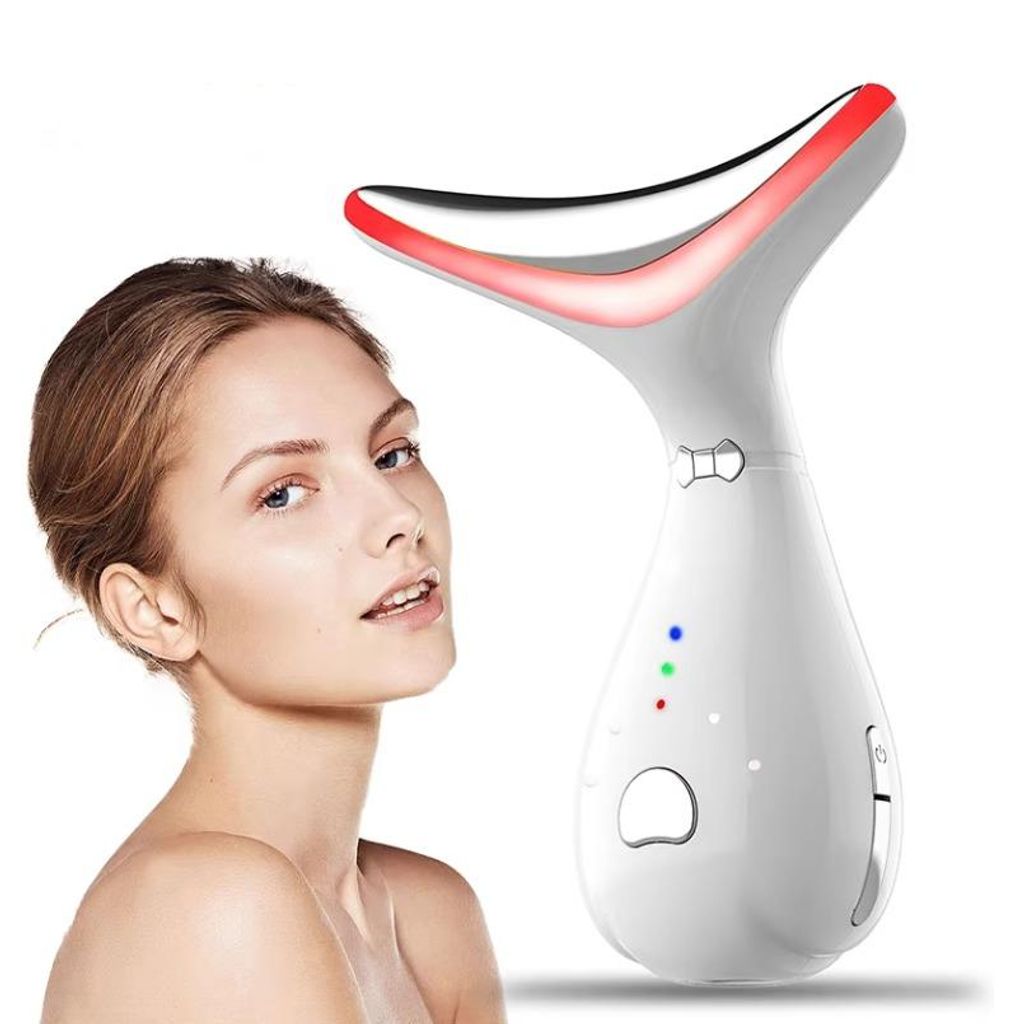 3-Farben Gesichts und Hals Schönheitsgerät EMS Gesichts und Hals Lifting, LED und Photon-Hautpflege, Hautstraffung, Reduzierung des Doppelkinns
