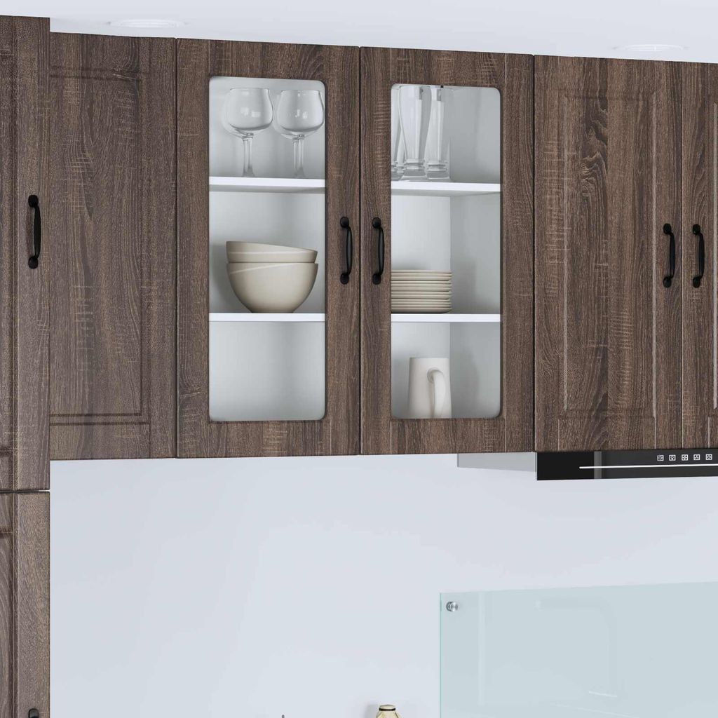 vidaXL Wandglas-Schrank PORTO Braun Eichen-Optik 80 x 31 x 80 cm