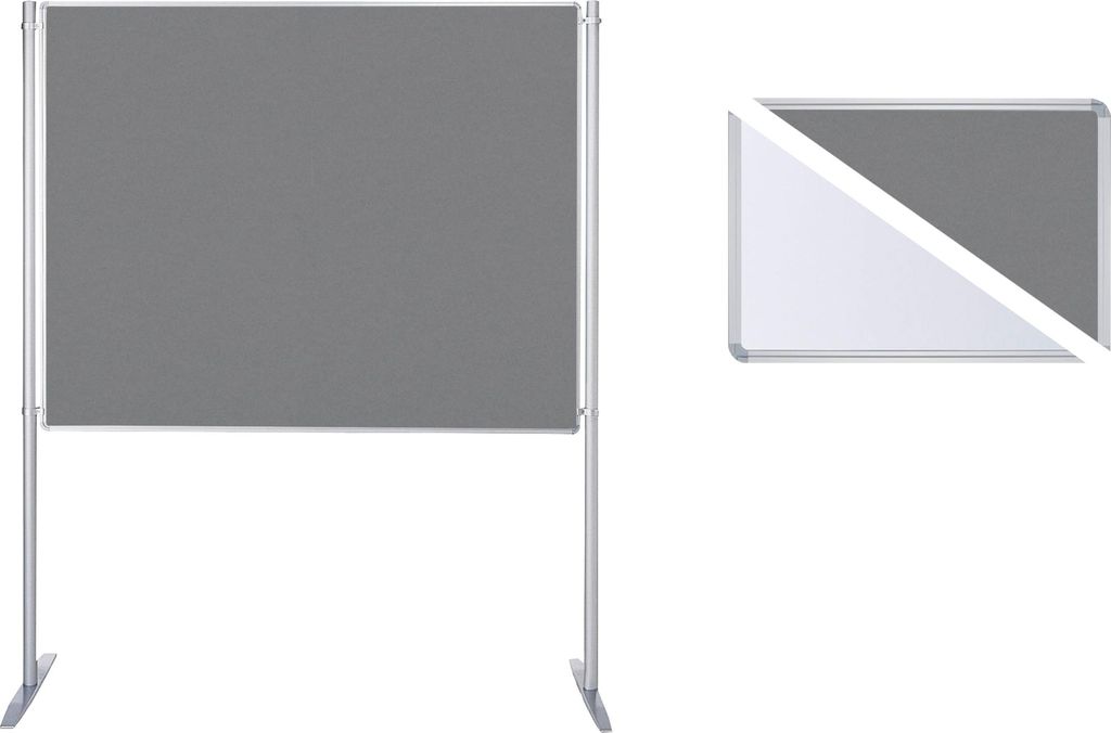 Ultradex Stellwand 747528 200x120cm Filz/Whiteboard Stabfuß ws/gr