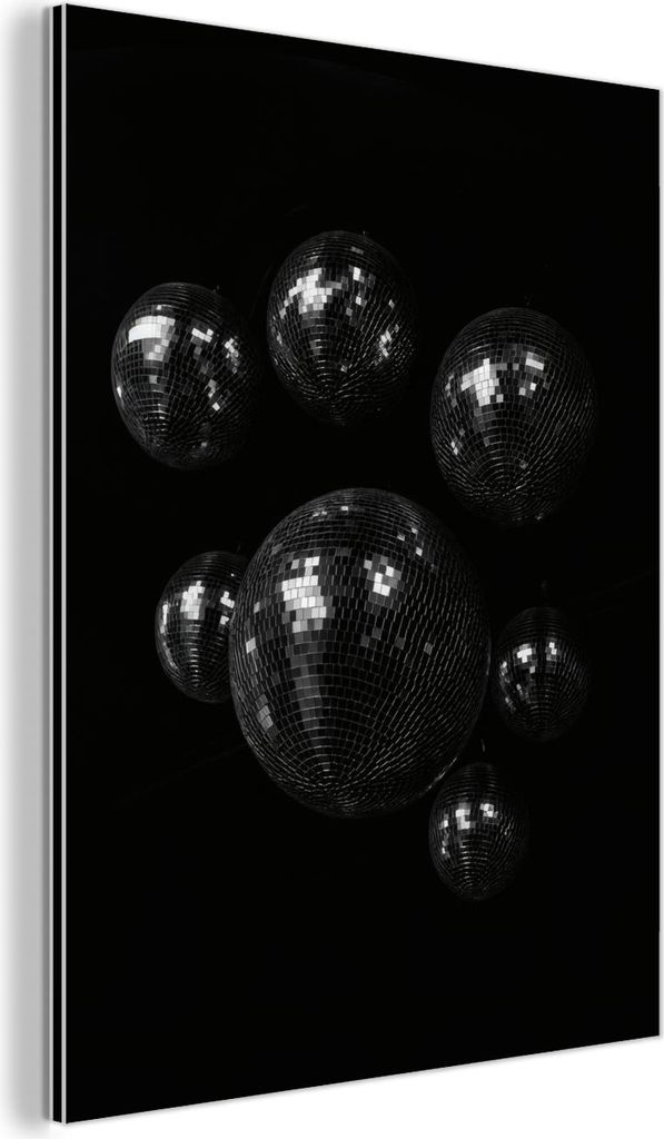MuchoWow Wanddekoration Metall Metallbild Wandkunst 30x40 cm Disco-Kugeln - Minimalistisch - Schwarz MuchoWow Aluminium Gemälde - Bilder