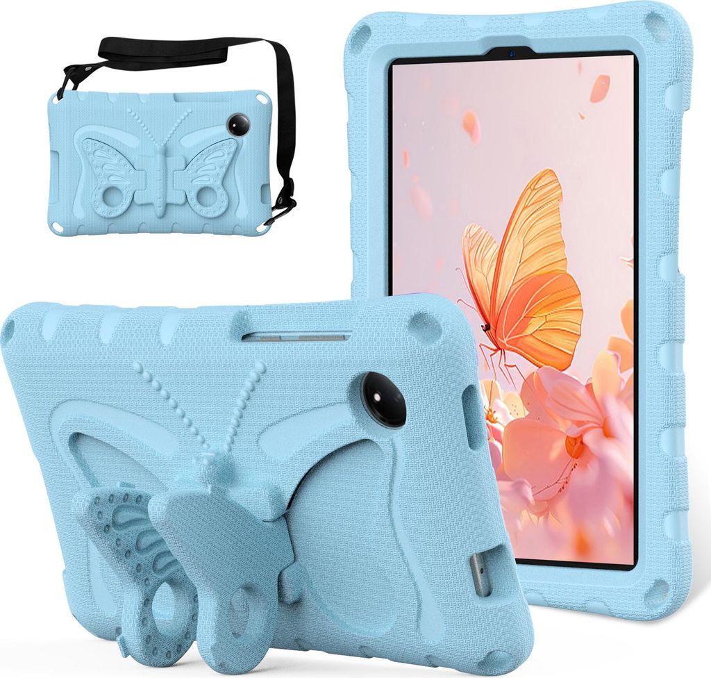 Kinder Hülle für Xiaomi Redmi Pad SE 8,7" 4G 2024 Leicht Stoßfeste EVA Kindgerechtes Schutzhülle mit Schultergurt, Schmetterlings-Ständer Hell...