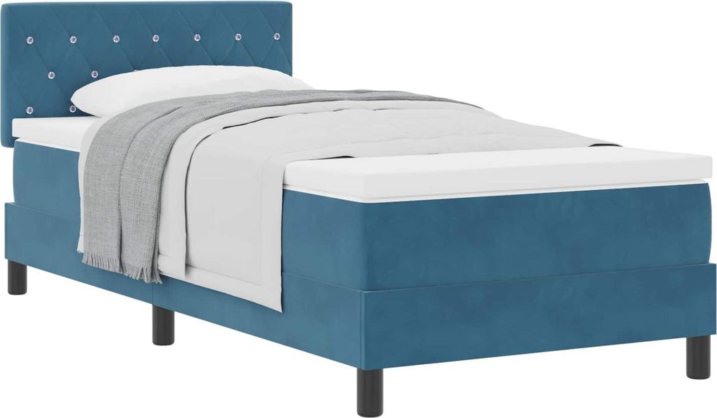 Boxspringbett mit Matratze Dunkelblau 90 x 200 cm Samt