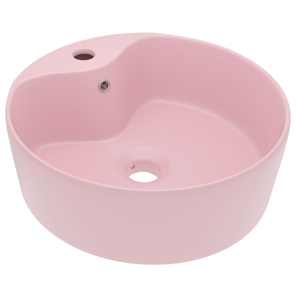 vidaXL umyvadlo s přepadem Matt Pink 36x13 cm Keramika Obrázek produktu 
