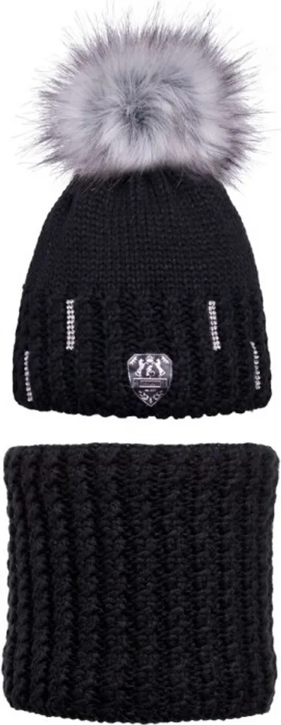 Ensemble bonnet et tour de cou anti-froid Fairplay Glow navy à strass