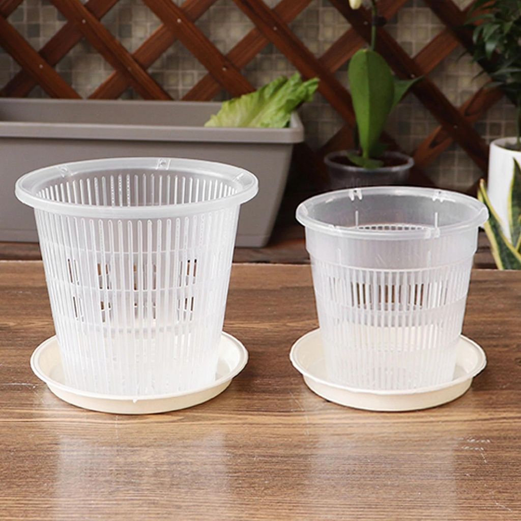 11cm/14cm Root Control Transparent Flower Pot Phalaenopsis Orchid Cattle Planting mit Stomatal Flower Pot Home Decoration 1 Set (2 Pieces/Set 11cm)