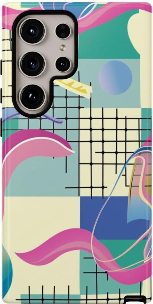 Buntes abstraktes Geometriemuster – Hülle Kompatibel mit Samsung Galaxy S24 Ultra