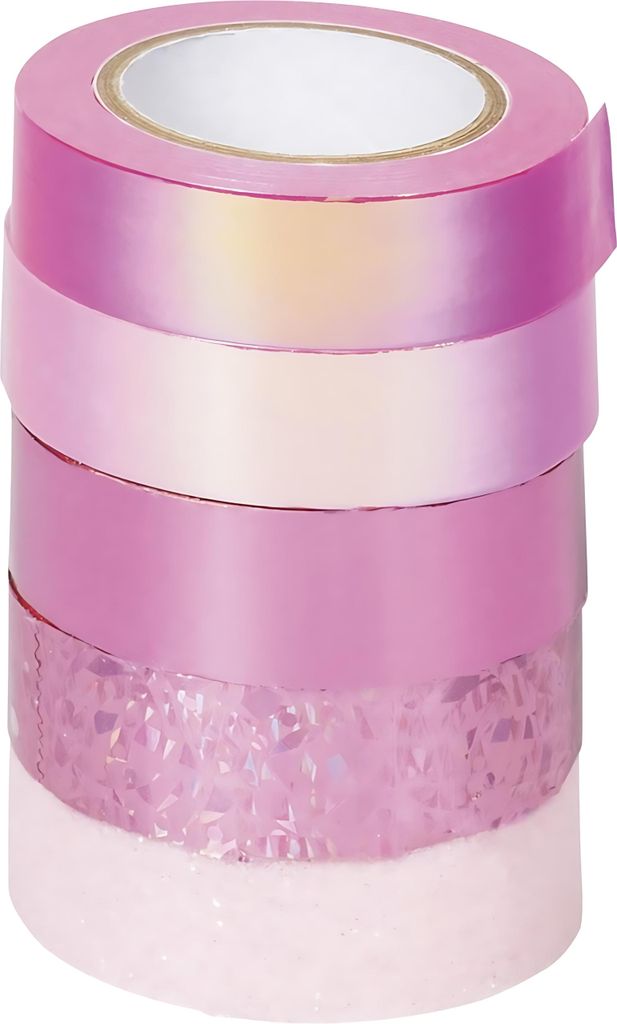 Heyda Deko Tapes Effekt Mix 5er Set 12 mm breit Buntes Klebeband für DIY Projekte Rosa