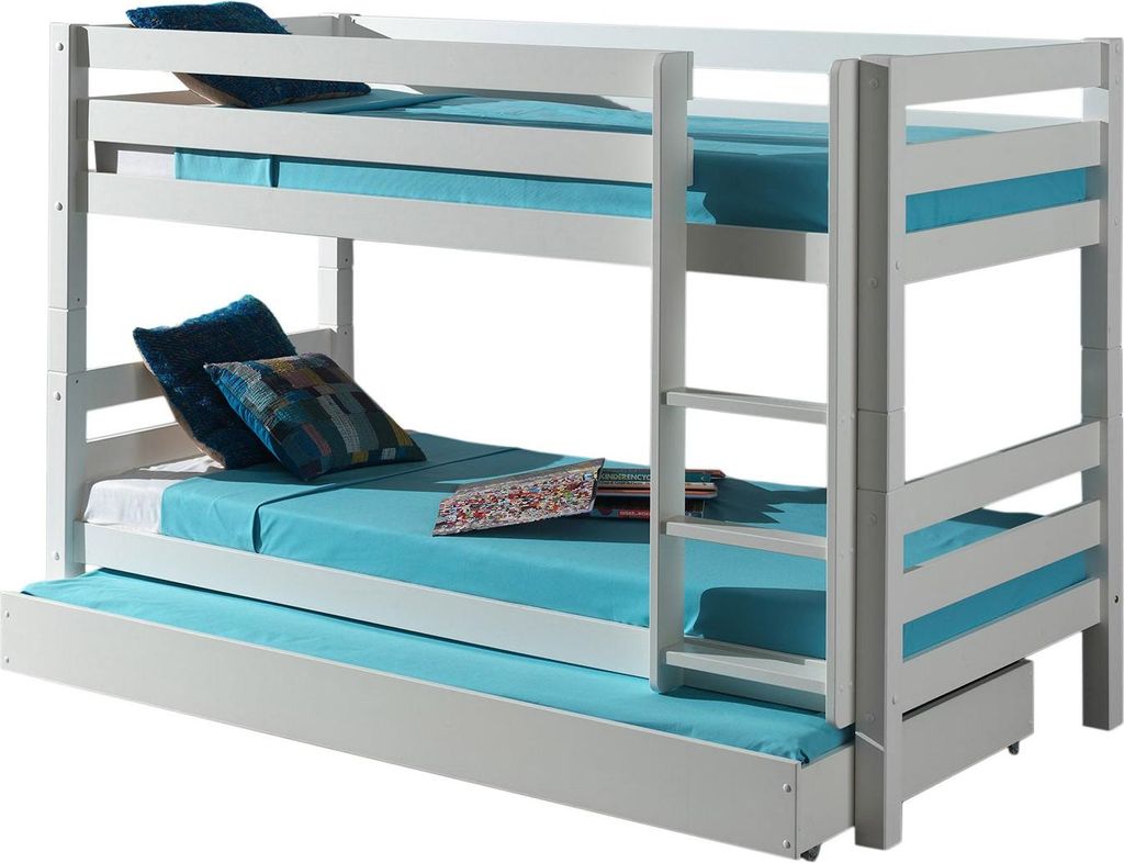 FURNLUX Bunk Bed Pino Weiss 90x200cm / Hauptfarbe: Weiß / Abmessungen: 106 x 210 x 140 cm