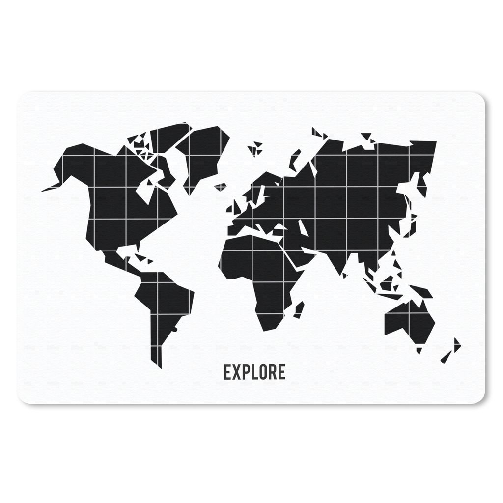 MuchoWow® Mauspad Mousepad Weltkarte - Trendy - Schwarz Produktbild 