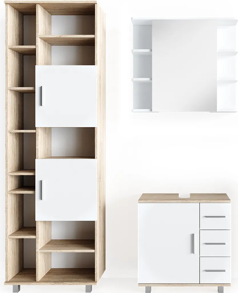 Vicco Ilias Sonoma Ensemble Meuble Salle de Bain 3 Pièces Modèle 31052