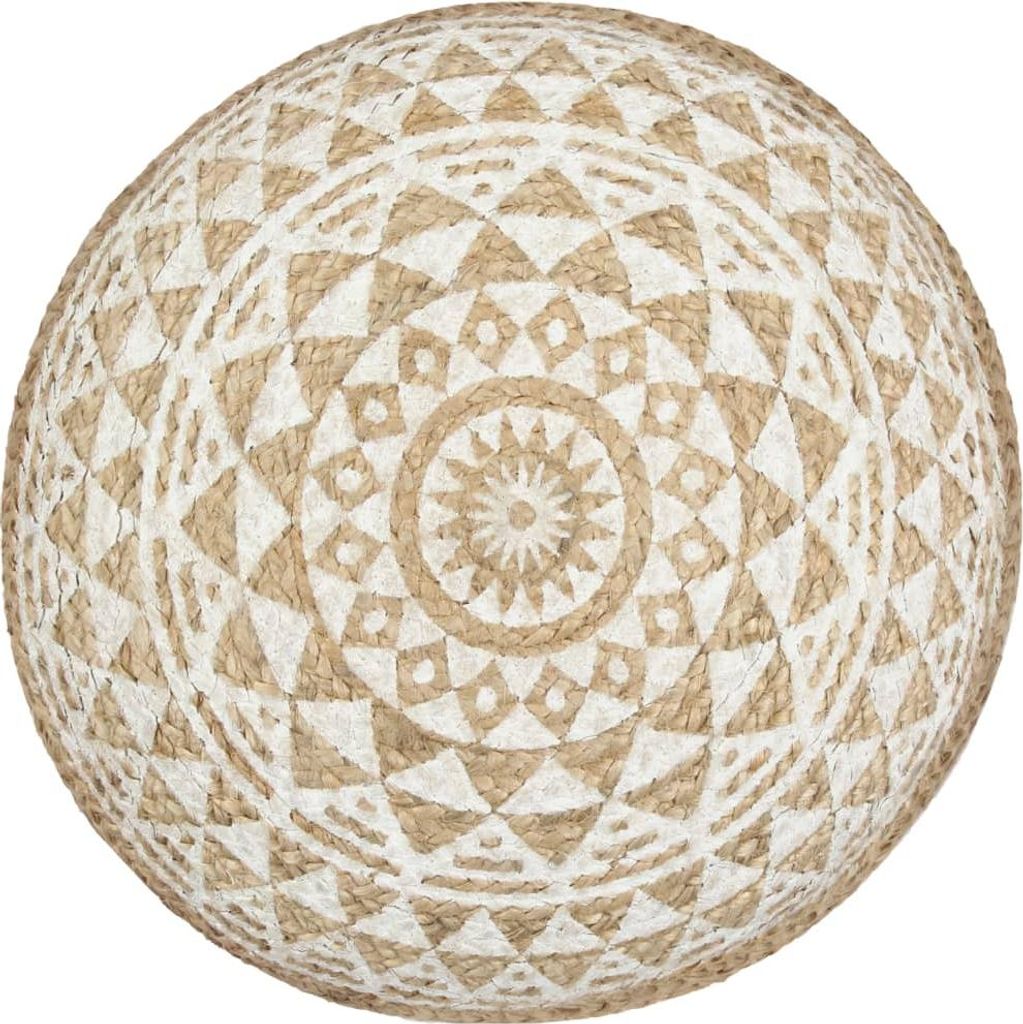 vidaXL Ručne vyrobený sedací puf biely 45x30 cm Juta Obrázok produktu 