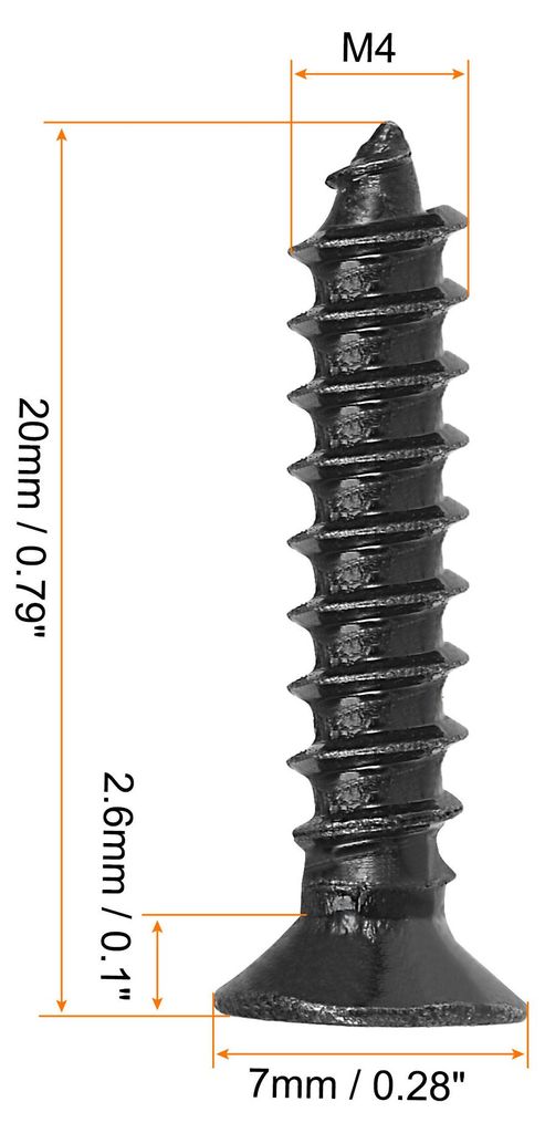 100Stk. M4x20mm Holzschrauben Kreuzschlitz Flachkopf selbstschneidend schwarz