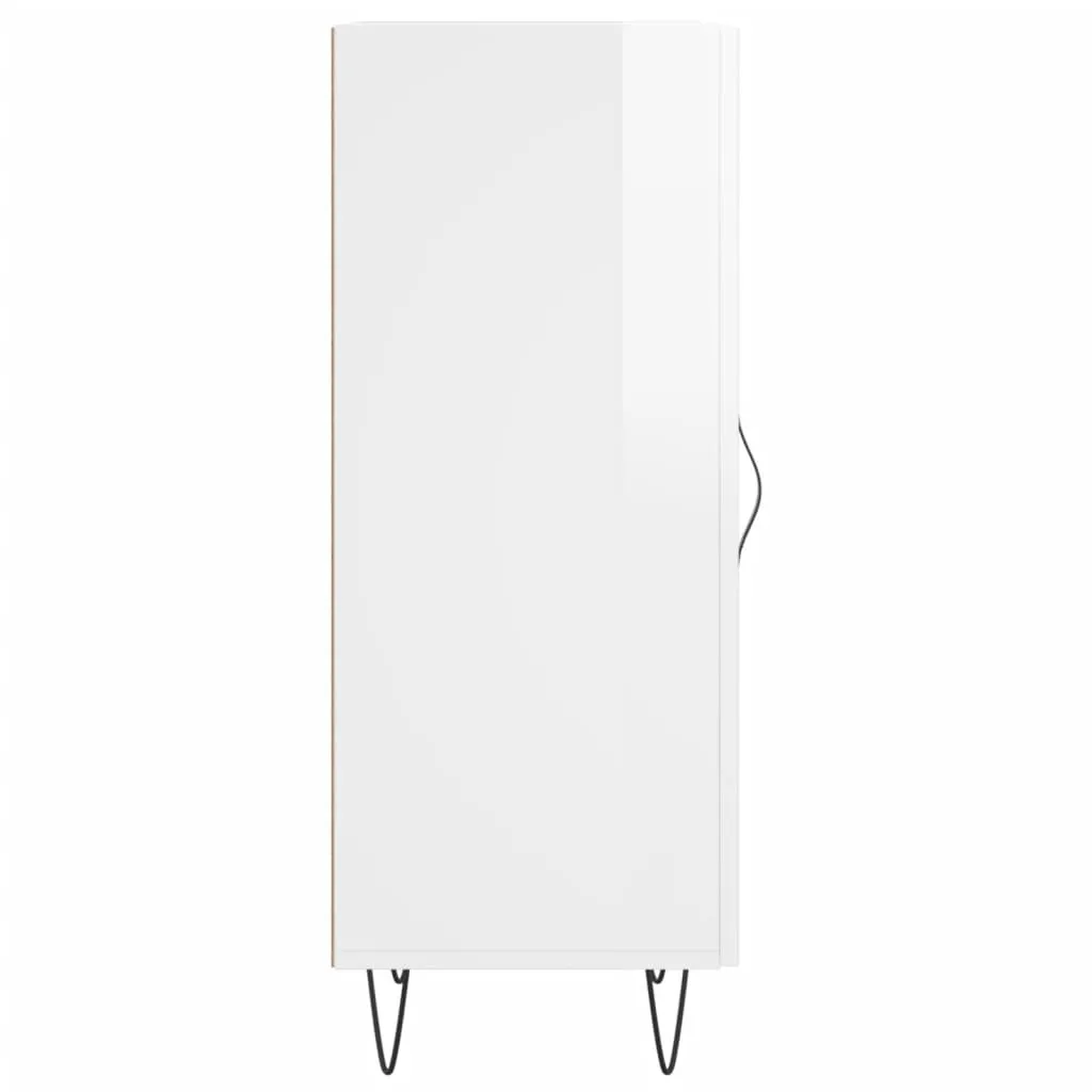 Meuble de Rangement Blanc Brillant en Bois Composite Robuste 90 cm