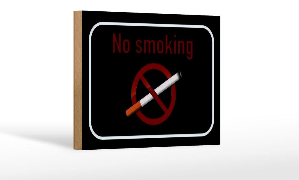 Holzschild Hinweis 18x12cm No smoking Rauchverbot schwarz