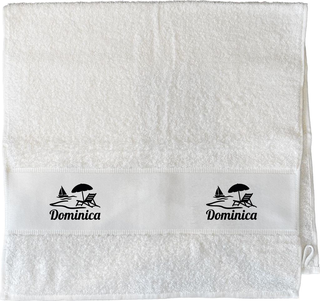 Huuraa Handtuch Dominica Inselmotiv Karibik 50x100cm White Baumwolle Handtuch Geschenkidee