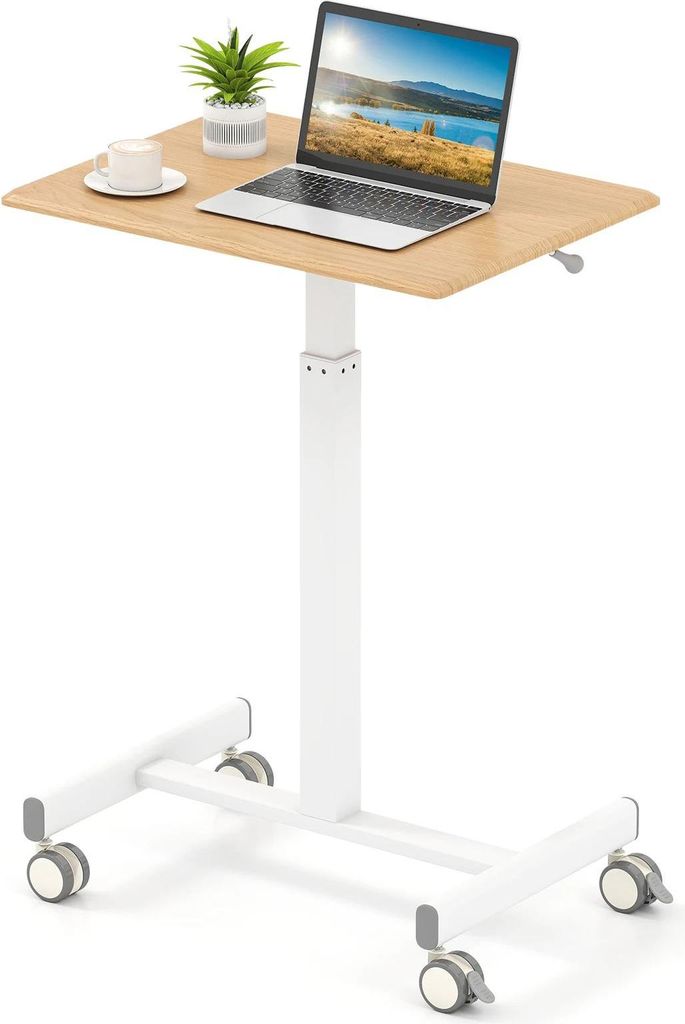 Mobiler Tisch - Höhenverstellbarer Laptop-Tisch/Couchtisch - 65 x 48 cm - Mit Rollen - Eisenrahmen - Khaki