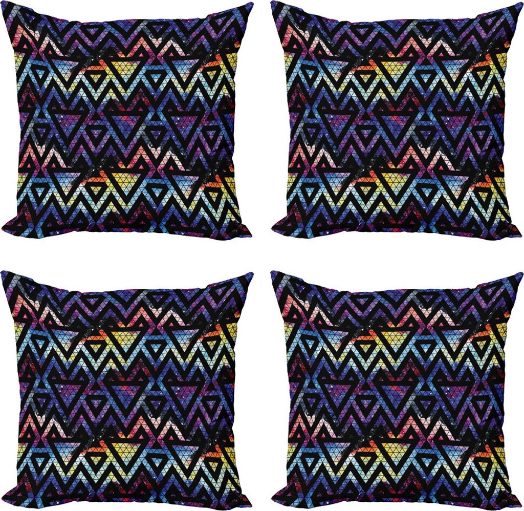 ABAKUHAUS Geometrisch Kissenbezug Set (4 Stück), Galaxy Theme Linien, Moderner Doppelseitiger Digitaldruck, 60 cm x 60 cm, Mehrfarbig
