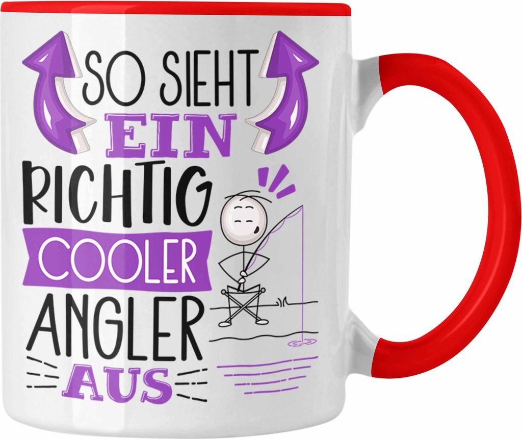 Trendation - So Sieht Ein Richtig Cooler Angler Aus Geschenk Tasse Lustiger Spruch Geschenkidee (Rot)