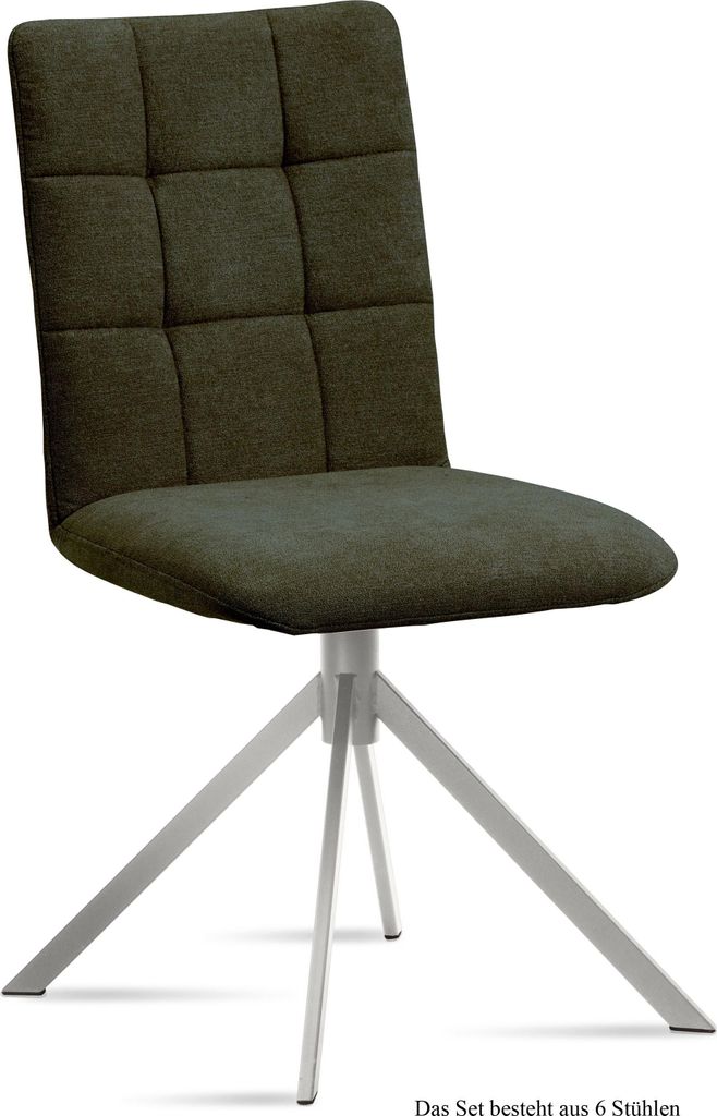 Esszimmerstuhl (6er-Set) Dorise 47x91x60 Edelstahl/Khaki