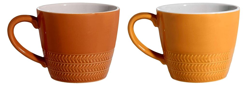 Hedda Retro Kaffeetassen mit Henkel, Vintage, dickwandig, orange, 2er Set