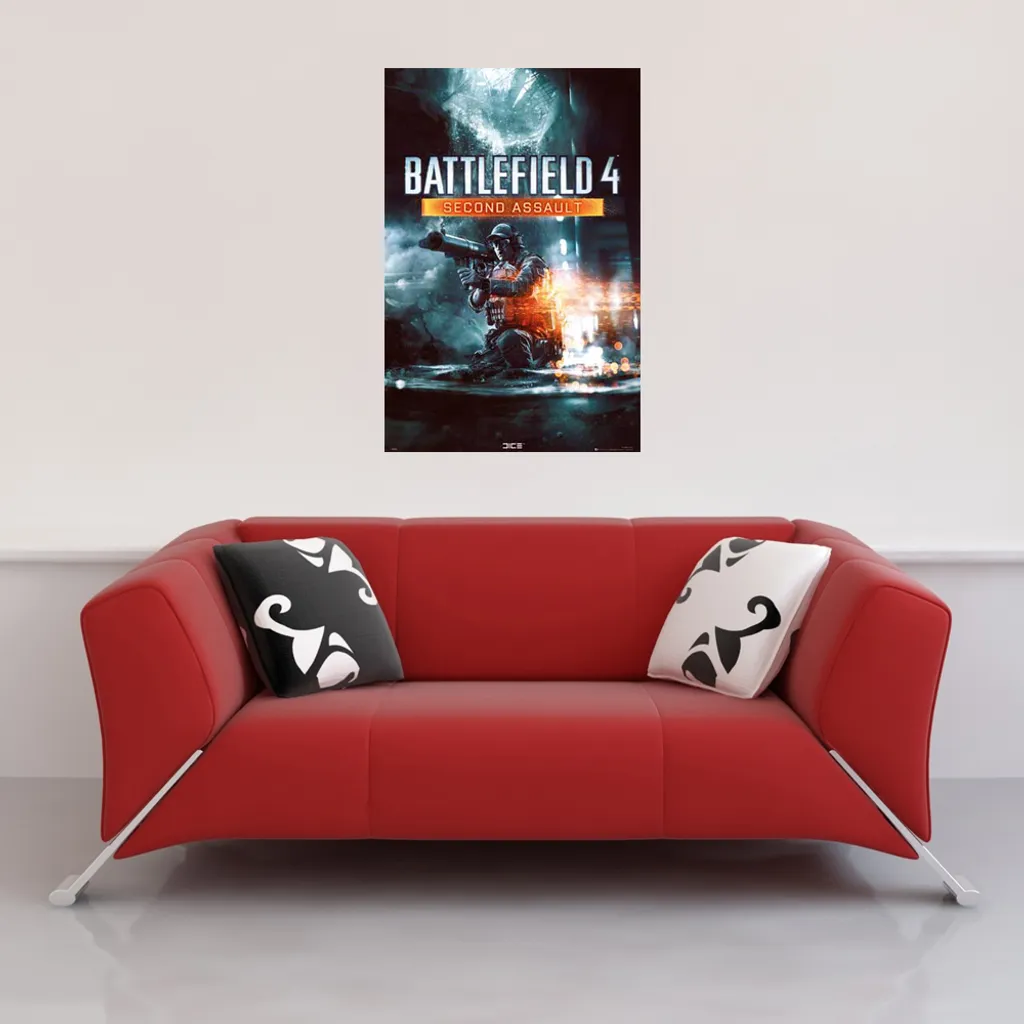 Poster Battlefield 4 Second Assault avec Porte-Affiche en Bois 61 cm