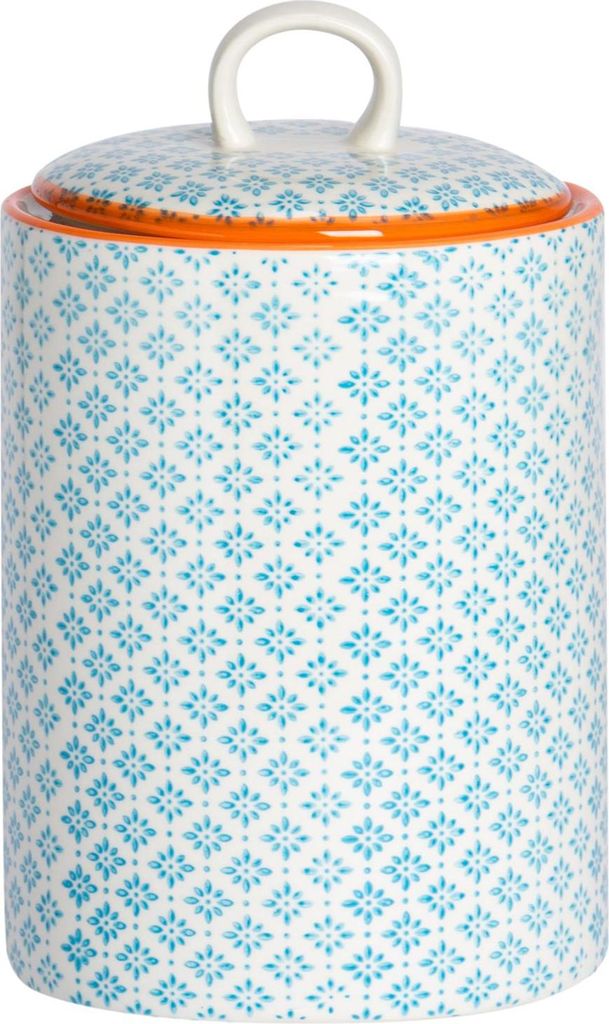Nicola Spring handbedruckter Küchenbehälter – 15,5 cm – Blau