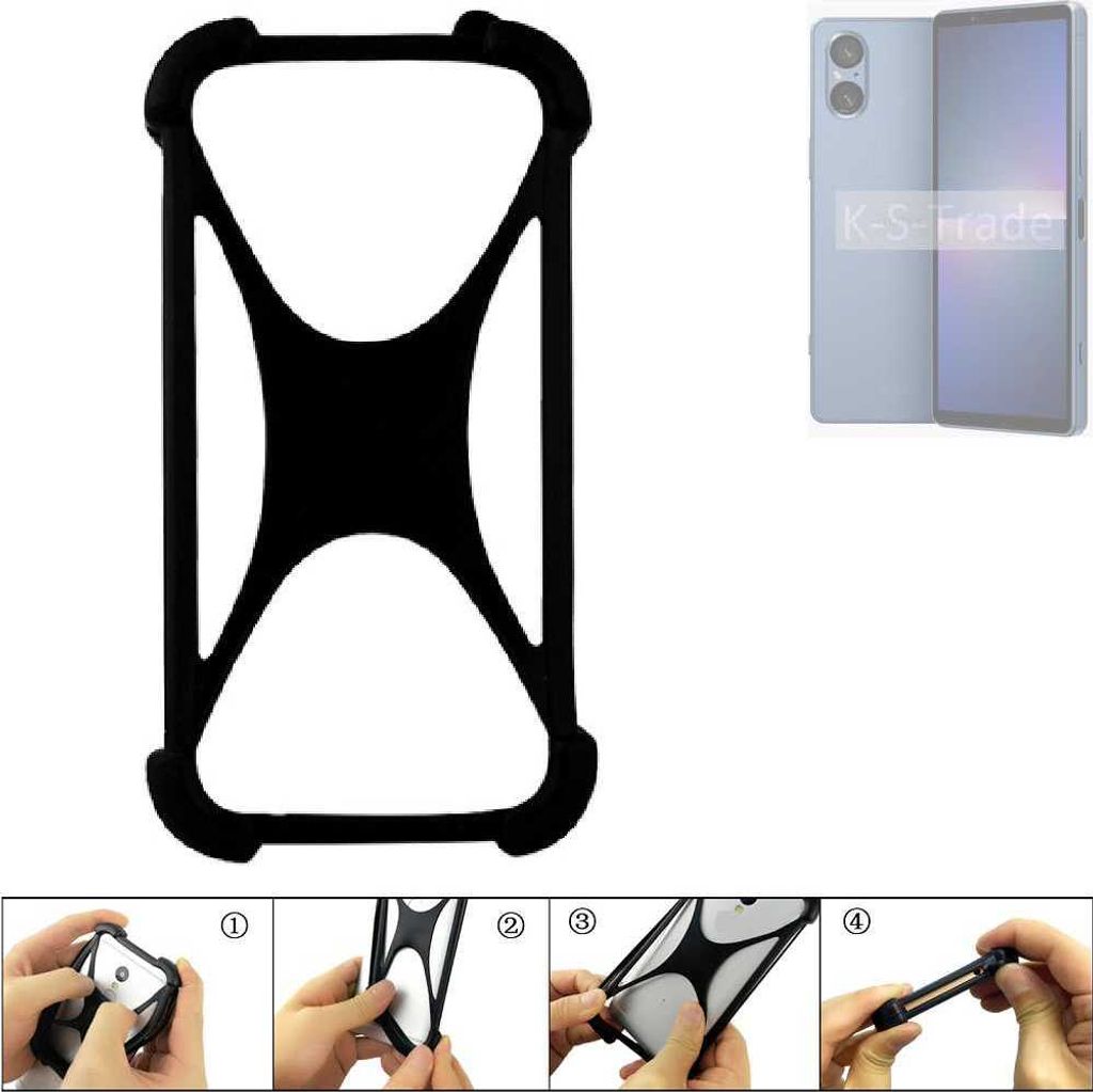 K-S-Trade Handy-Hülle Schutz-Hülle kompatibel mit Sony Xperia 5 V Silikon Bumper TPU Softcase Smartphone Stoßschutz, schwarz
