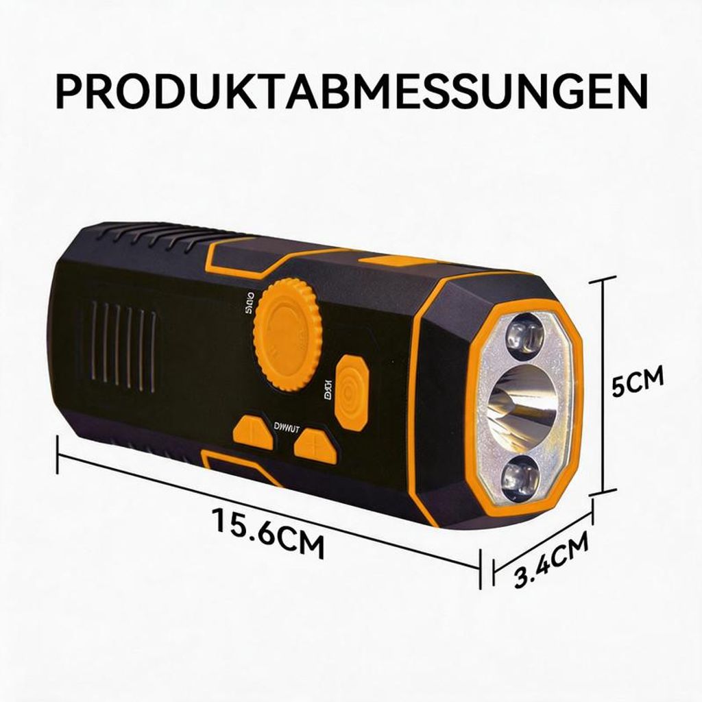 Dynamo Kurbelradio FM Notfallradio, Taschenlampe 120 dB Sirene, USB Ladefunktion Outdoor Camping Survival