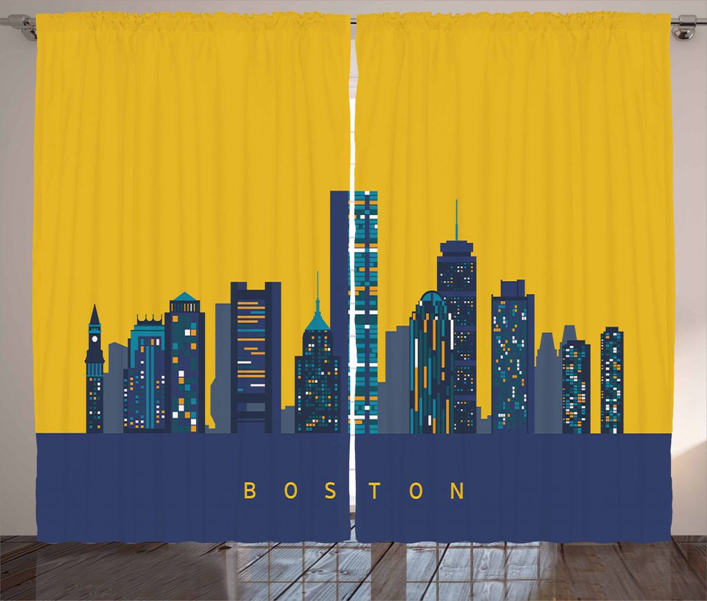 ABAKUHAUS Boston Rustikaler Vorhang, Eigelb Farbiger Himmel, Wohnzimmer Universalband Gardinen mit Schlaufen und Haken, 280 x 225 cm, Braun Gelb Du...