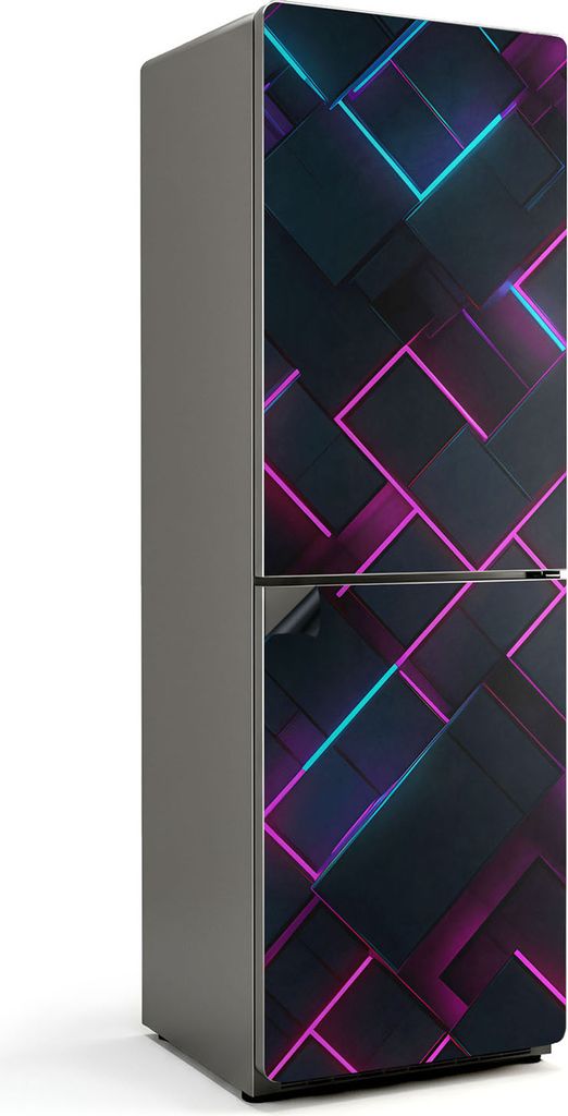 Futuristisches geometrisches Muster – Magnetische Kühlschrank Abdeckung – Dekorfolie magnetisch Küche – Kühlschrank Magnet Deko – selbst...