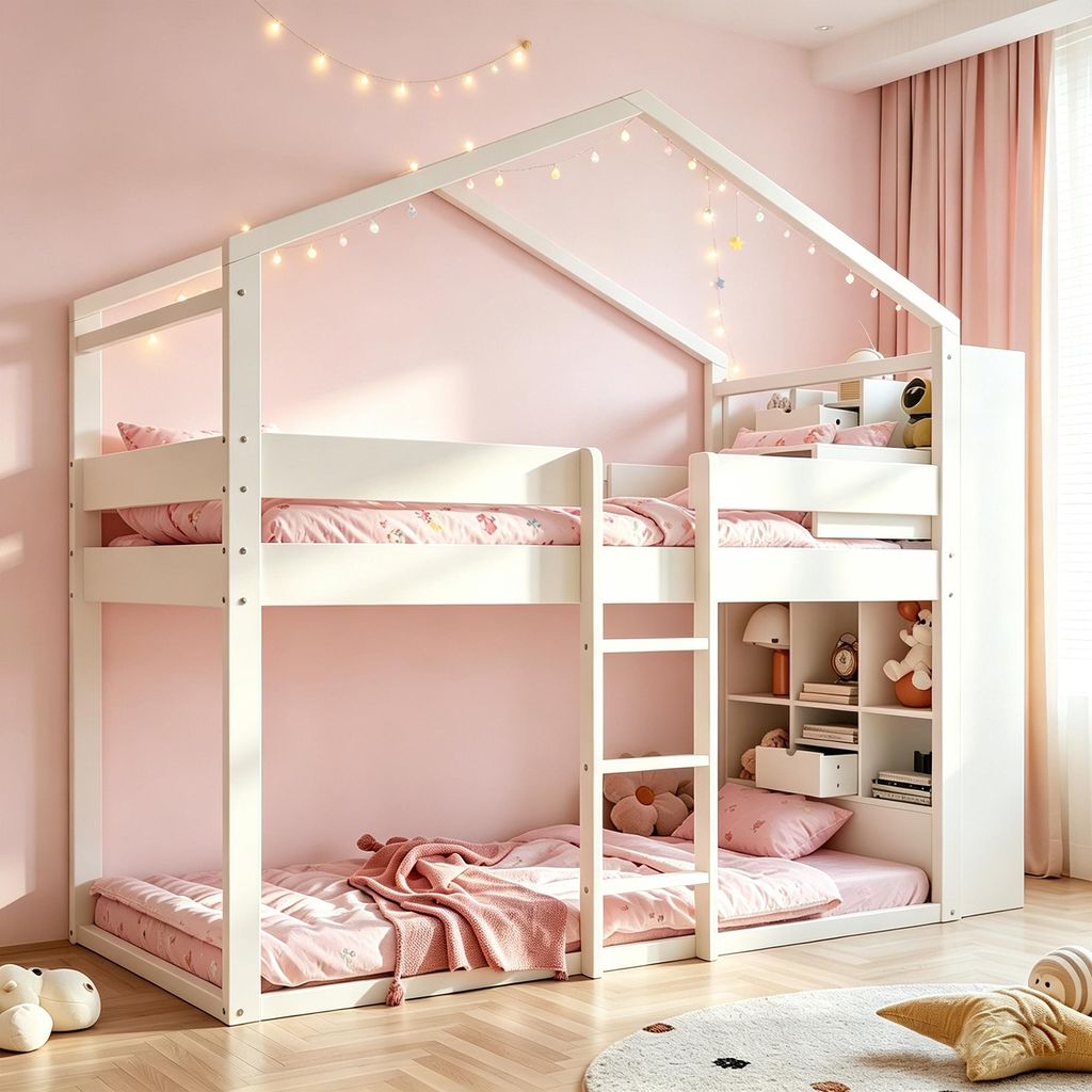 Merax Etagenbett 90x200cm mit Stauraum auf beiden Etagen, Produktbild 