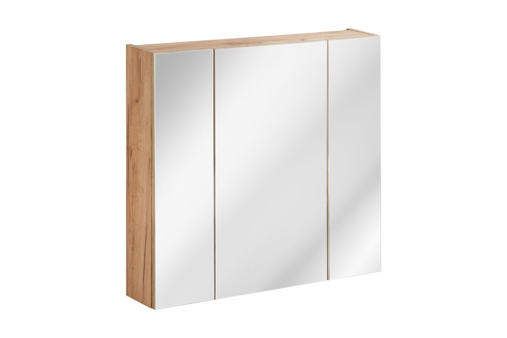 Badezimmerschrank Mit Spiegel 80 Cm Eiche Craft Gold Mdf