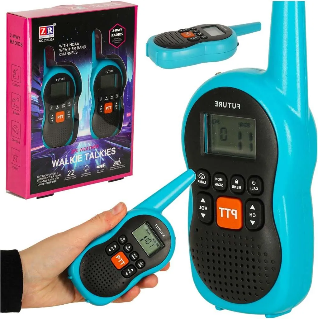 Idea Regalo Walkie Talkie Bambini 3km Set da 2 Colorati e Sicuri