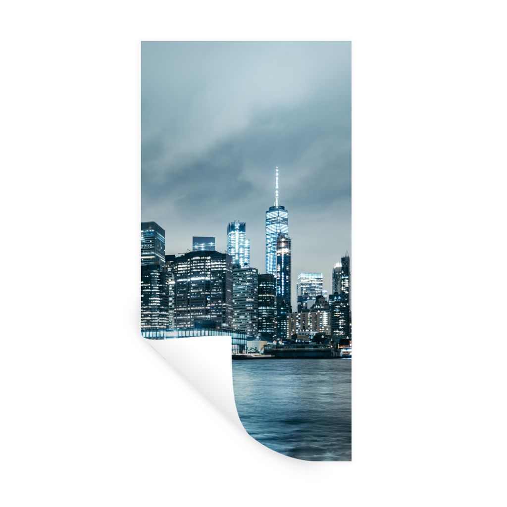 MuchoWow Wandtattoo Wandsticker Wandaufkleber New York - Skyline - Winter 80x160 cm Selbstklebend und Repositionierbar - Sticker - Dekorfolie