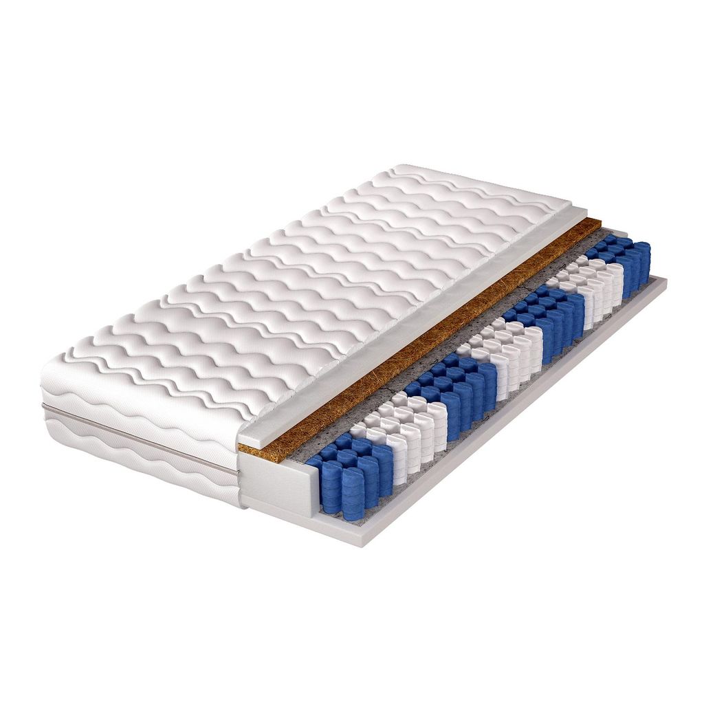 Matratze 180x200 H3/H4 NEWONA – Taschenfederkern, Kokos, 7 Zonen, beidseitig, orthopädisch, gegen Rückenschmerzen
