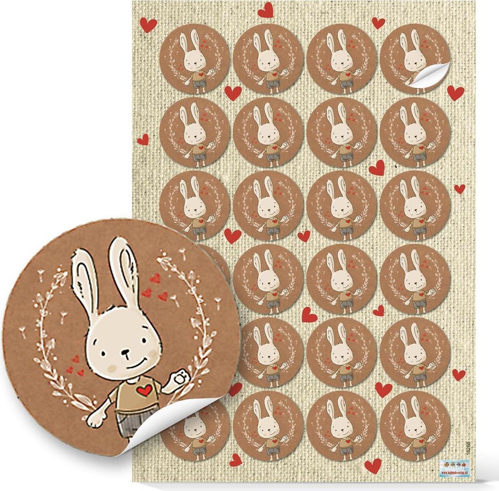 Logbuch-Verlag 24 Osterhase Aufkleber Osteraufkleber Hase Sticker Häschen Ohren Geschenk Deko24 Aufkleber / 1 Bogen