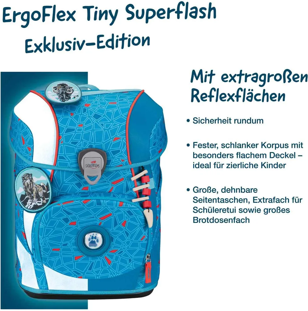 Cartable école ErgoFlex Tiny Superflash idéal pour CP et CE1 bleu - 19