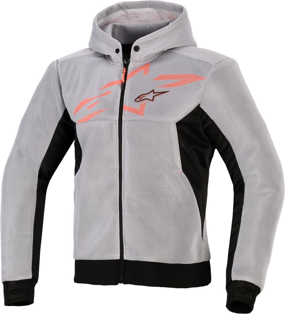 Alpinestars Chrome Superairflow Motorrad Zip Hoodie, schwarz/grau/rot, L