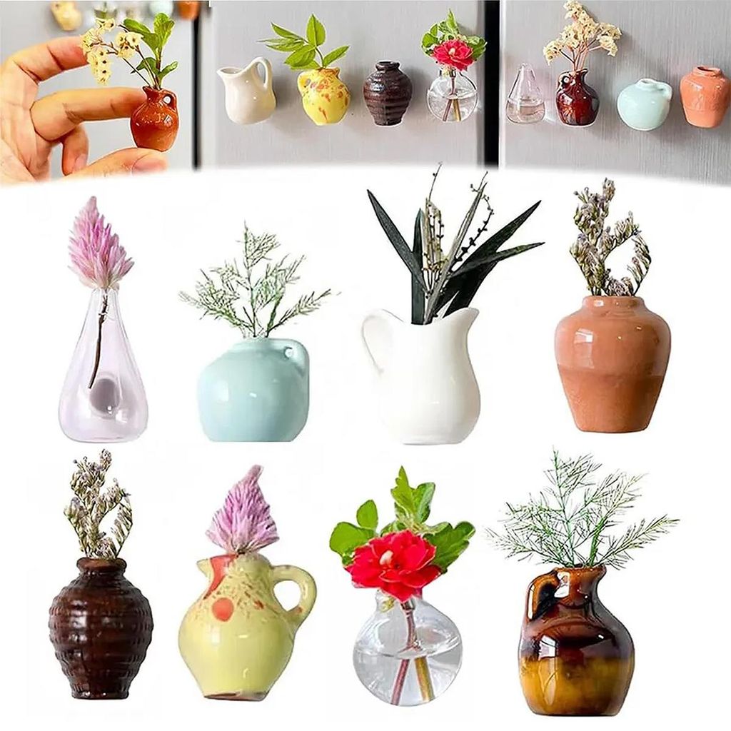 8er-Pack Mini-Magnetvase, Miniatur-Magnetvase aus Keramik, Produktbild 