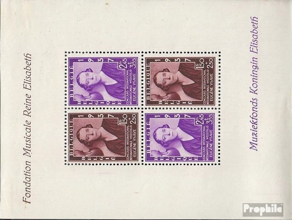 Briefmarken Belgien 1937 Mi Block6 (kompl.Ausg.) postfrisch Musik