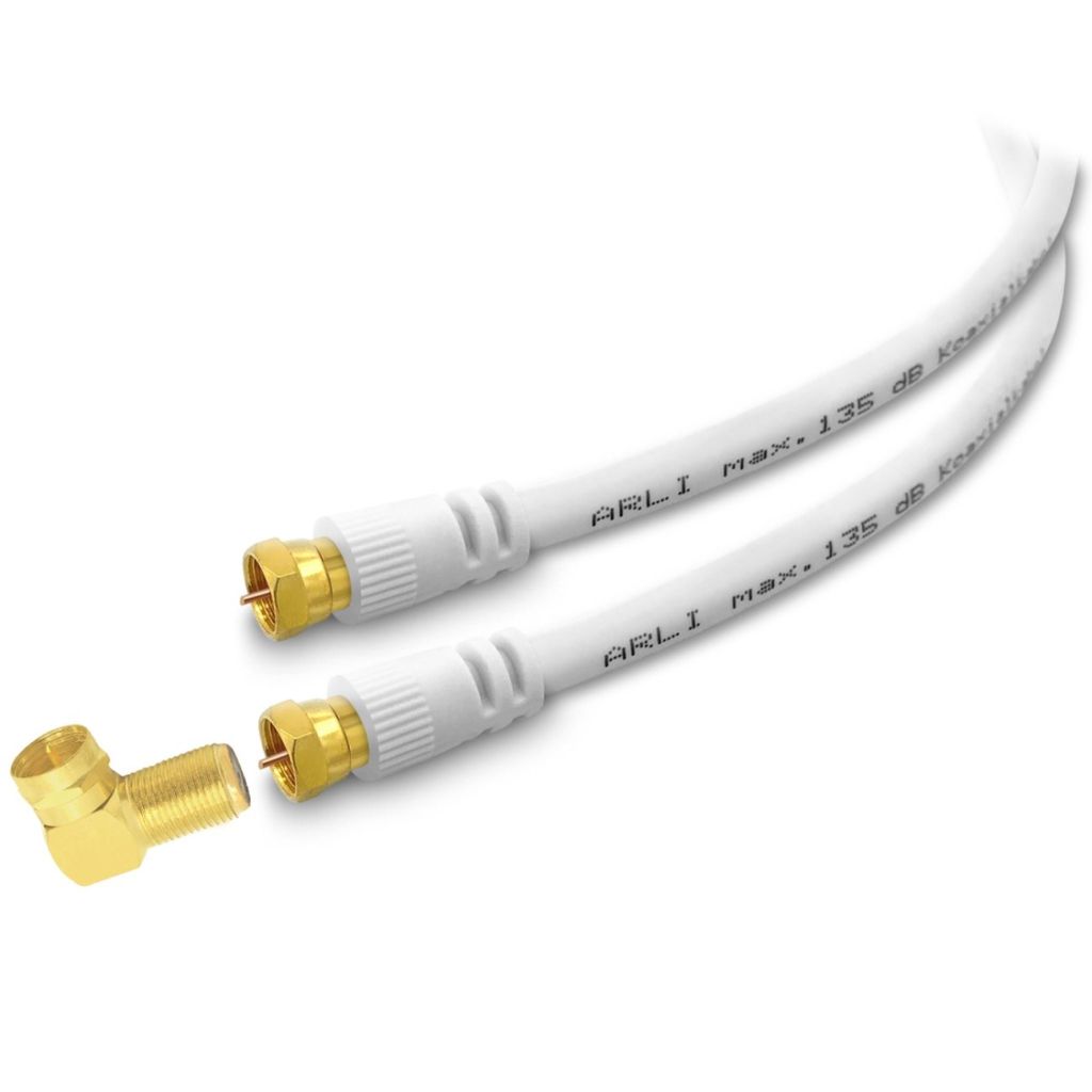 3m ARLI HD Sat Winkel Anschlusskabel – max. 135 dB 5-fach geschirmt | vergoldete F-Stecker & Winkeladapter | DVB-S2 DVB-T2 4K 8K Antennenkabel