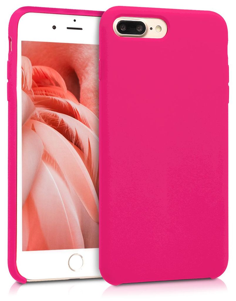 kwmobile Handyhülle für Apple iPhone 7 Plus / iPhone 8 Plus Hülle - Case Silikon - Kabelloses Laden - Schutzhülle Cover in Neon Pink