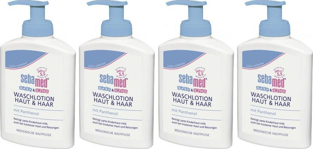 4 x Sebamed Baby Waschlotion Haut und Haar Körperpflege 200ml