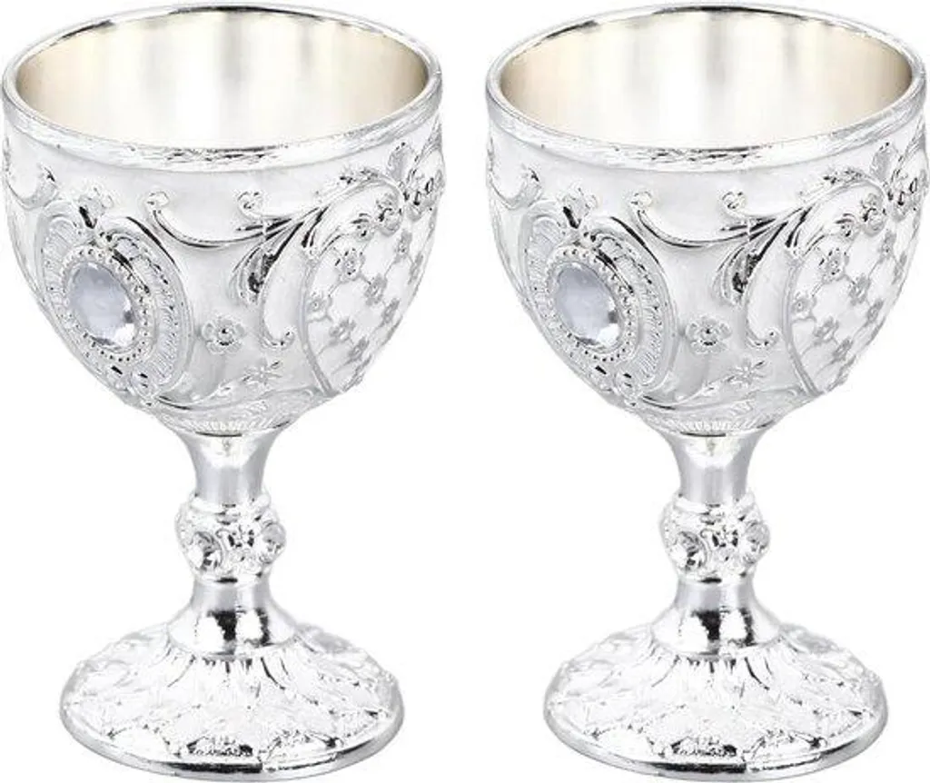 Lot de Coupes Dorées Design Vintage Blanc Argenté pour Mariage et Table