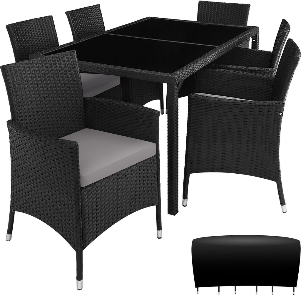 tectake Rattan Sitzgruppe Porto für 6 Personen